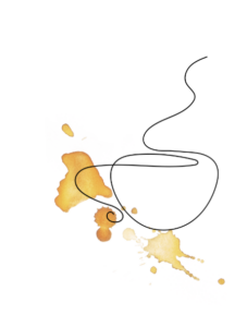Skizze einer Kaffeetasse mit Kaffeefleck
