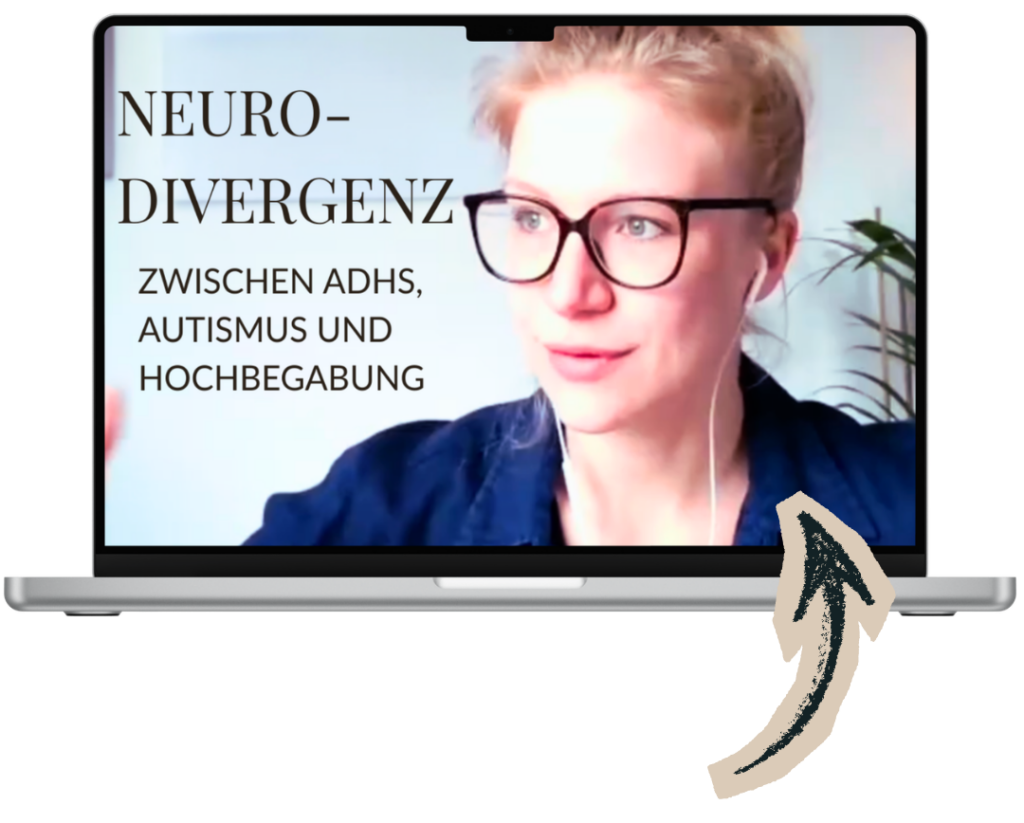 Laptop mit Podcastfolge über Neurodivergenz, ADHS, Autismus und Hochbegabung mit Larissa von Schreckenstein